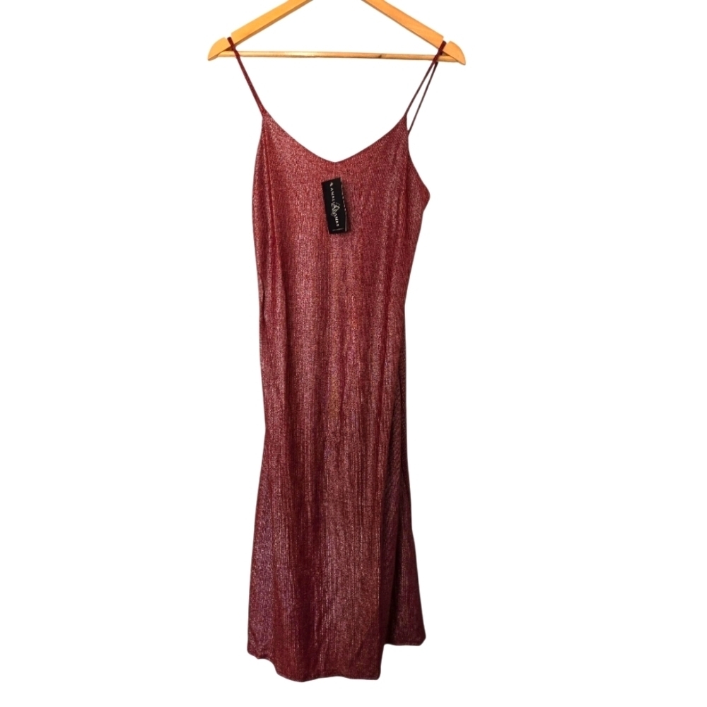 NWT Amelia James Elegant Burgundy Slip Dress Size Small
